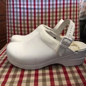 White Dansko Slingback Clogs